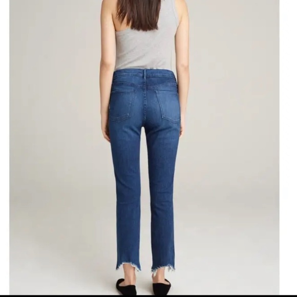 3x1 NYC Eleta 1507 Dark Wash Straight Leg Raw Hem High Waist Jeans Size 25 - Picture 4 of 11